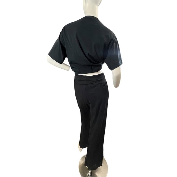 Elan Wide Leg Black Crinkle Trousers Woman’s Size Large - Picture 8 of 15